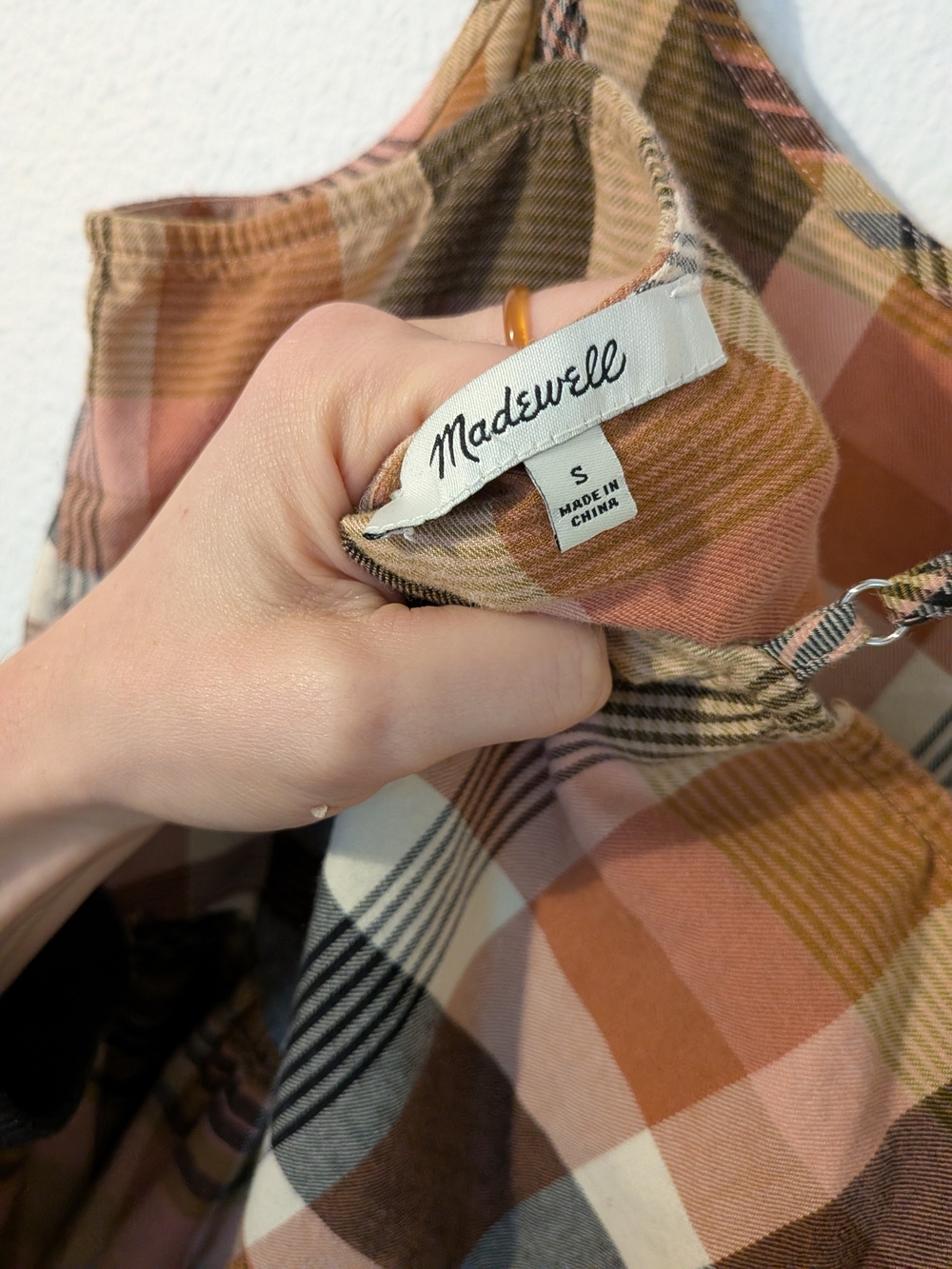 Madewell Plaid Mini Sundress in Pink, Tan, Black and White - Picture 5 of 5